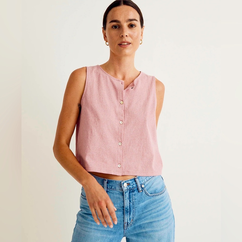 Madewell Button-Front Crewneck Crop Tank